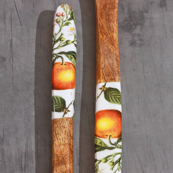 G Decor Wooden Salad Serving Spoons With Orange Print, 4 of 6