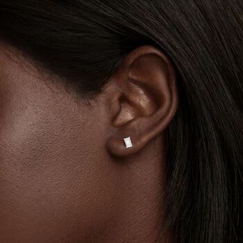 Rectangle Stud Earrings Silver, 2 of 4
