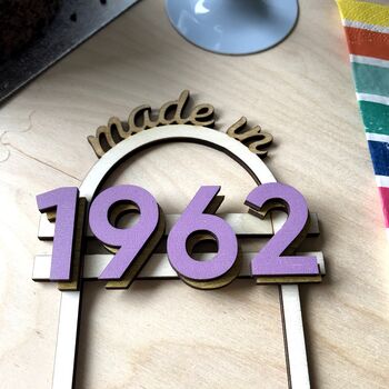 Personalised Wooden 60th Birthday Cake Topper, 2 of 5