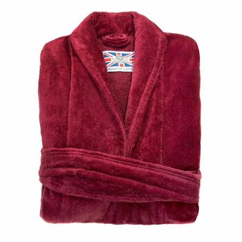 Women's Egyptian Cotton Dressing Gown Baroness Burgundy, 2 of 4