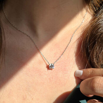 Diamond 1ct Moissanite Crystal Sterling Silver Necklace, 2 of 5
