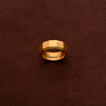 Customisable Gold Geometric Band Ring, M Ens 8 Mm Ring, 4 of 9