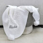 Personalised Cable Knit Pom Pom Blanket White, thumbnail 6 of 11