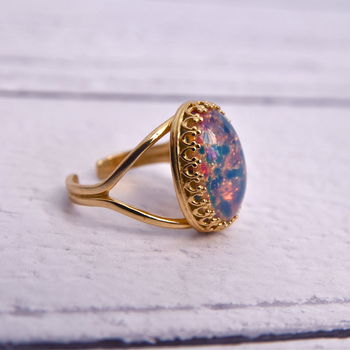 Pink And Blue Fire Opal Ring, 4 of 6