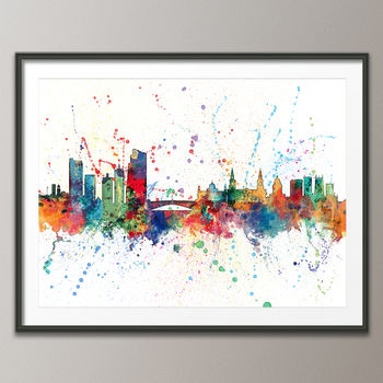Leeds Skyline Cityscape Paint Splashes Print, 3 of 5