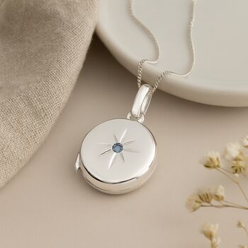 Personalised Sterling Silver December Birthstone Locket – Blue Topaz, 5 of 8