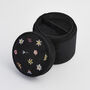 Floral Ditsy Embroidered Black Velvet Jewellery Box, thumbnail 4 of 4
