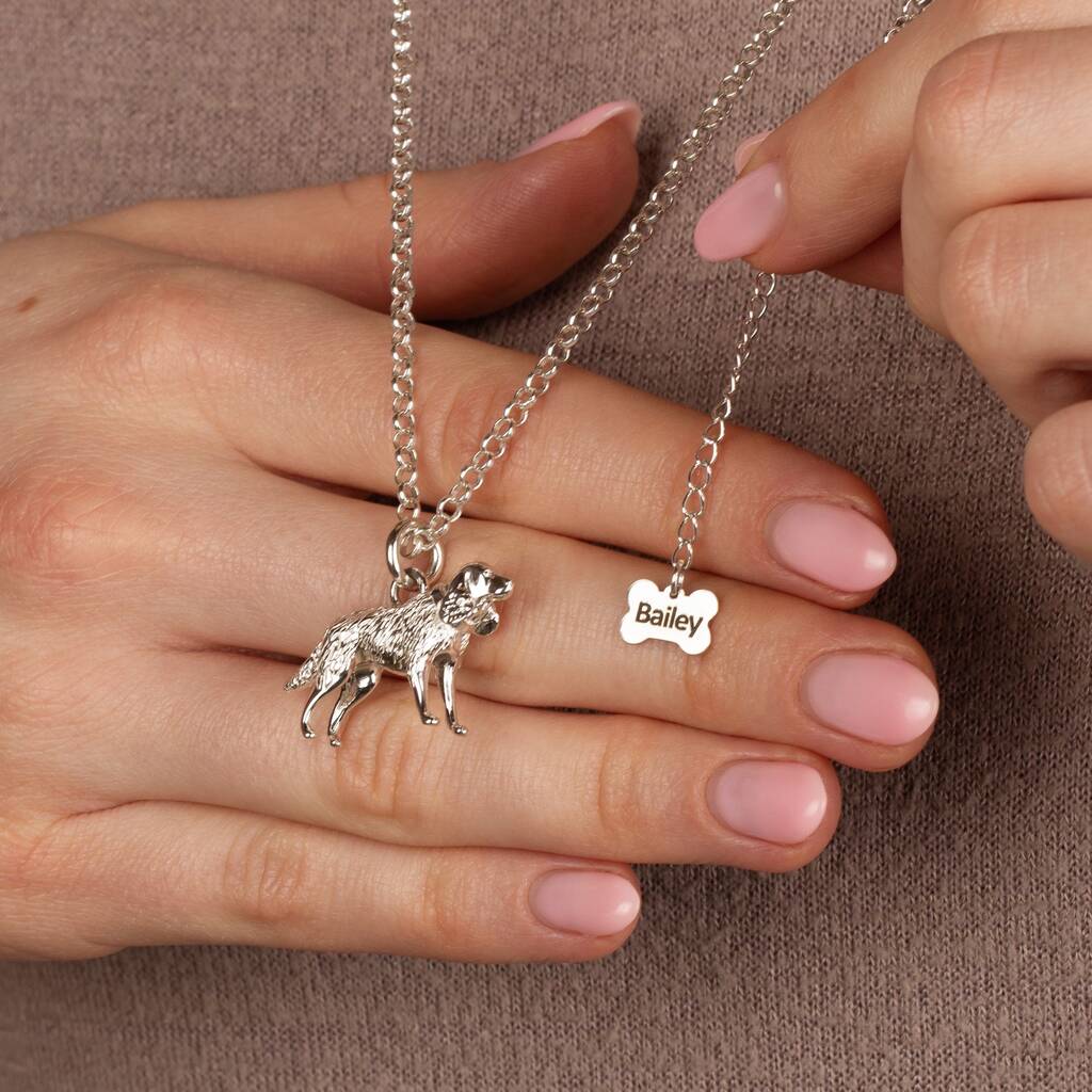 Extra Large Cocker Spaniel Silver Necklace Personalised, 1 of 6