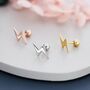 Sterling Silver Lightning Bolt Barbell Earrings, thumbnail 1 of 12