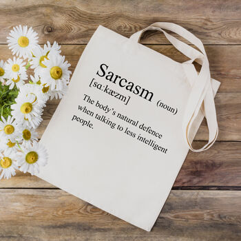 Sarcasm Definition Luxury Cotton Vegan Tote Bag, 2 of 3
