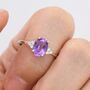 Genuine Amethyst Oval Ring In Sterling Silver, thumbnail 2 of 11