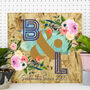 Personalised Wood Anniversary Floral Initials Print, thumbnail 4 of 5