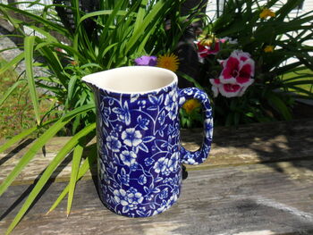 Half Pint Jug In Inglaze Blue Victorian Calico Design, 2 of 6