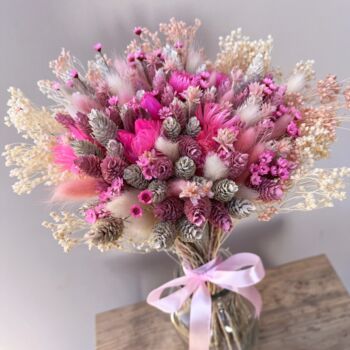 Pink And White Bridesmaid Dried Flower Bouquet, 4 of 9