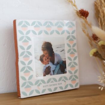 Personalised Birth Flower Ceramic Tile With Photo, 9 of 12