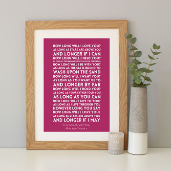 'How Long Will I Love You?' Song Lyrics Print By Hope and Love