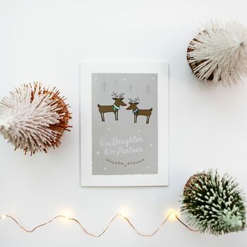 'Daughter And Her Partner' Christmas Card Reindeer, 5 of 10