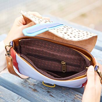 Seema Multicoloured Recycled Leather Crossbody Bag, 3 of 5