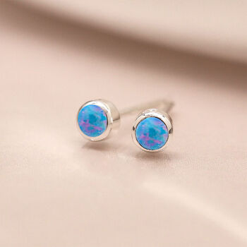 Mini Sterling Silver Aegean Opal Stud Earrings, 9 of 12