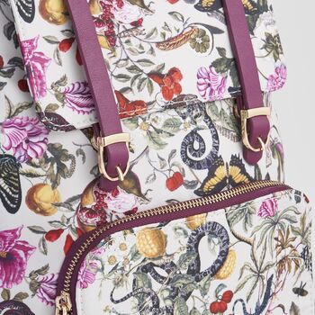 Floral Engravings Small Plum Backpack, 4 of 6