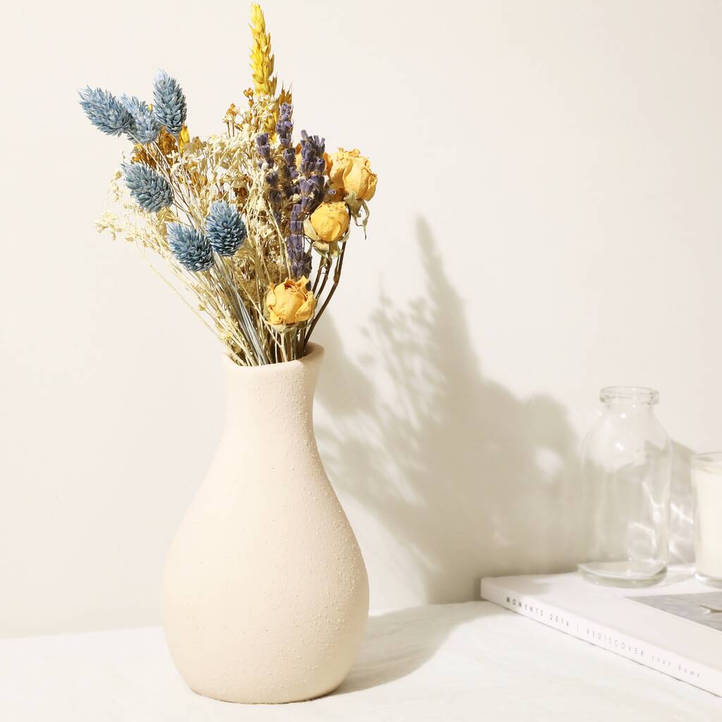 Yellow And Blue Dried Flower Posy, 1 of 8