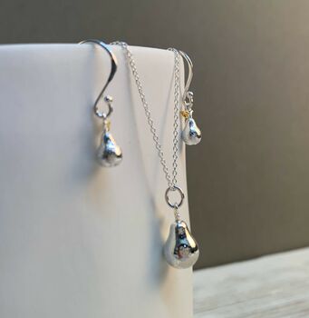 Sterling Silver And 18ct Gold Plated Pear Earrings, 3 of 4