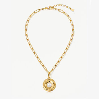 Chain Necklace With Pearl Coin In 18k Gold, Women's Jewellery, 3 of 5