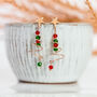 Rose Or Silver Plated Christmas Tree Earrings, thumbnail 2 of 6