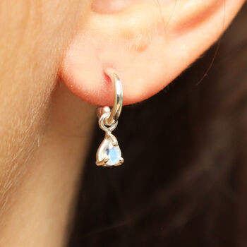 Cai Huggie Moonstone Earrings In 9ct Gold Or Silver, 4 of 4