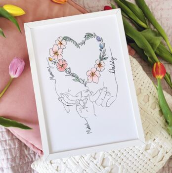 Personalised Family Heart Flowers Hand Illustration, 3 of 6