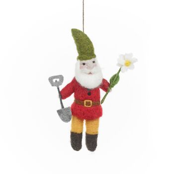 Handmade Felt Gilbert Garden Gnome Hanging Decoration, 3 of 3