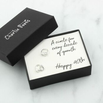 Sterling Silver 40th Birthday Circle Earrings, 3 of 12