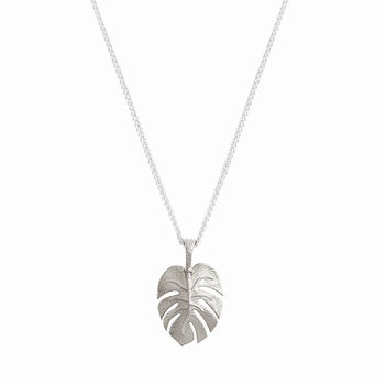 Monstera Palm Leaf Solid Silver Necklace, 5 of 6