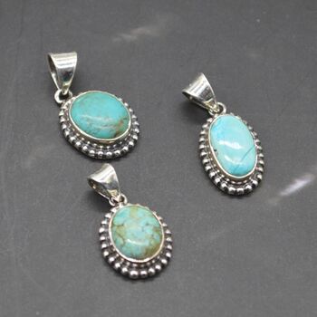 Turquoise Pendant: Sterling Silver, December Birthstone, 2 of 6