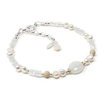 Moonstone And Pearl Bracelet Sterling Silver And 14ct Gold Fill, 3 of 3