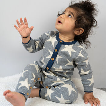 Stars Knitted Romper In Grey, 8 of 8
