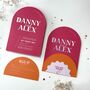 Rainbow Foil Curved Pink Wedding Invitations, thumbnail 6 of 7