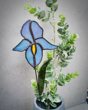 Blue Iris Flower Stained Glass Flower, 2 of 5