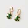 Enamel Frog Huggie Earrings, thumbnail 1 of 4