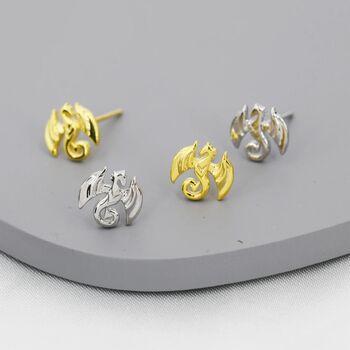 Sterling Silver Dragon Stud Earrings, 5 of 11