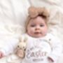 My First Easter Embroidered Personalised Ears Baby Romper Three Colours Available, thumbnail 2 of 12