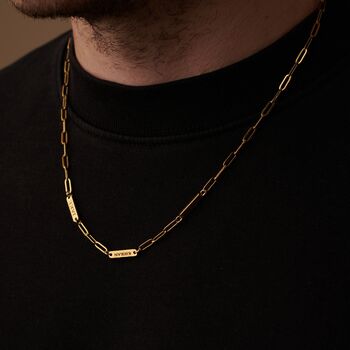 Gold Multiple Engraved Name Paper Clip Chain Necklace, 2 of 10