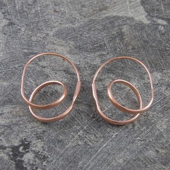 Double Loop Unusual Sterling Silver Drop Earrings, 4 of 8