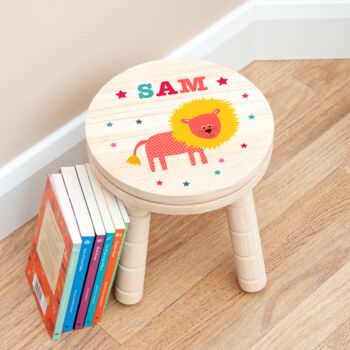 Personalised Kid’s Lion Wooden Stool, 4 of 5