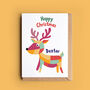 Personalised Patchwork Reindeer Christmas Card, thumbnail 1 of 2