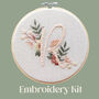 Personalised Floral Initial With Flowers And Foliage Beginner Embroidery Kit, Hand Embroidery, thumbnail 1 of 6