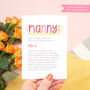 Personalised Nanny Definition Card, thumbnail 1 of 9