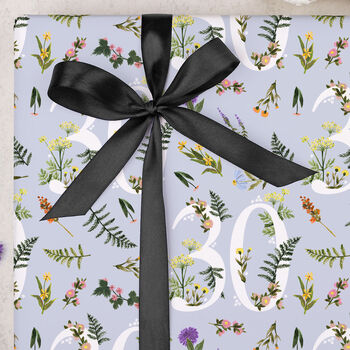 Three Sheets Of Floral 30th Birthday Wrapping Paper, 2 of 2