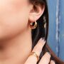 High Polished Gold Plated Sterling Silver Ridged Hoop Earring, thumbnail 3 of 7
