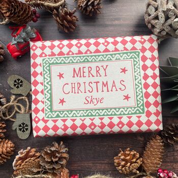 Christmas Personalised Name Gift Paper Fibre Eco Natural Kraft Wrapping Paper, 7 of 7